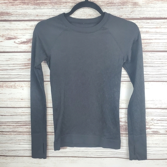Lululemon Womens Size 4 Black Rest Less Textured Floral Long Sleeve Pullover #5 - Picture 2 of 11